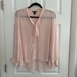 Forever 21 striped sheer blouse